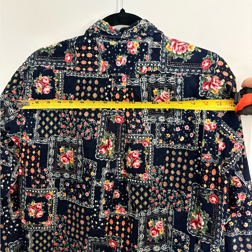 Patchwork Floral Button-Down Shirt - Red, Yellow & Navy - Picture 5 of 5